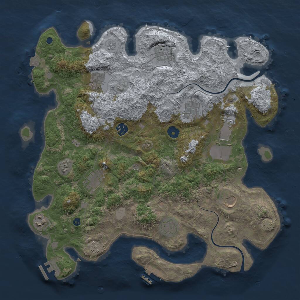 Rust Map: Procedural Map, Size: 3800, Seed: 125468, 16 Monuments