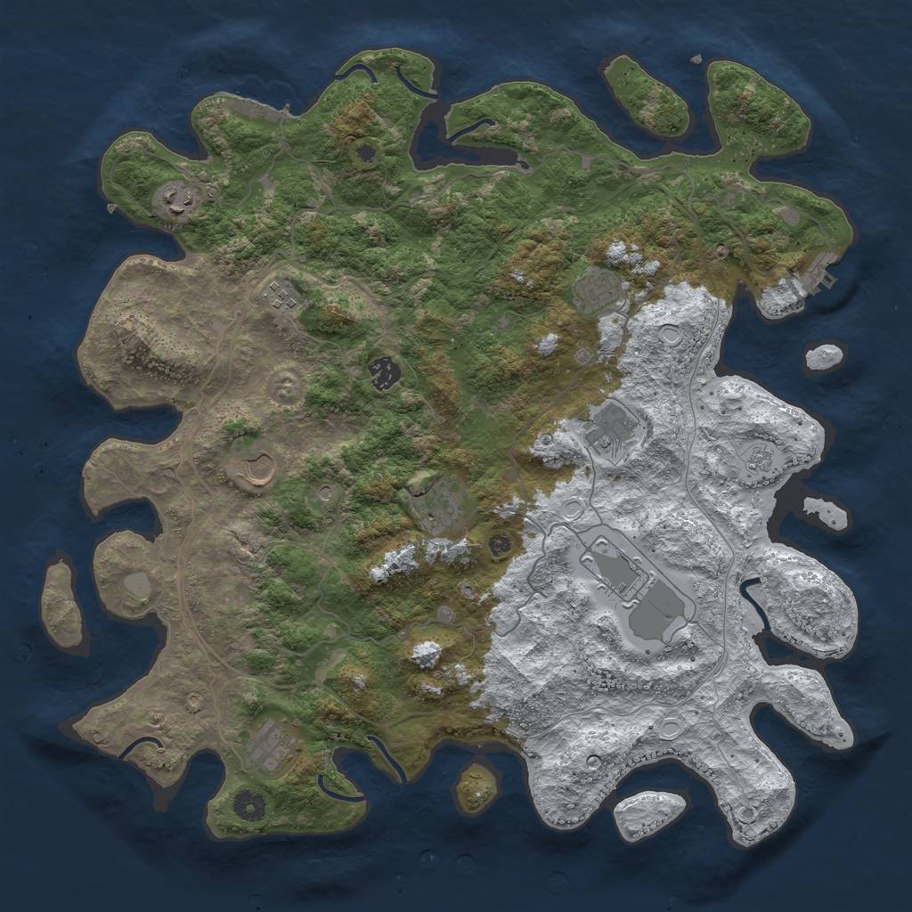 Rust Map: Procedural Map, Size: 4250, Seed: 4219091, 18 Monuments