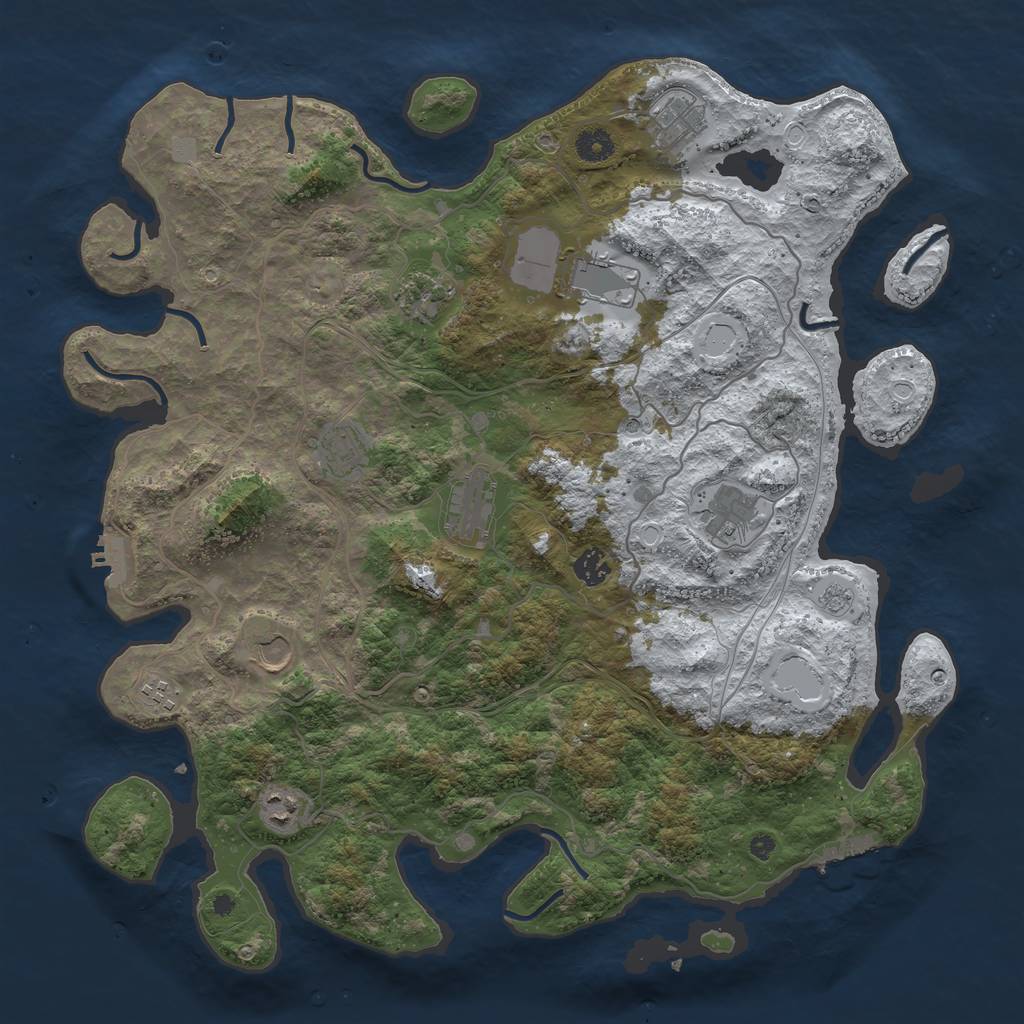 Rust Map: Procedural Map, Size: 4250, Seed: 4979352, 19 Monuments