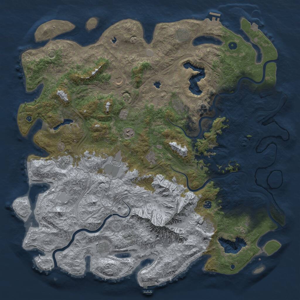 Rust Map: Procedural Map, Size: 5500, Seed: 45678934, 17 Monuments