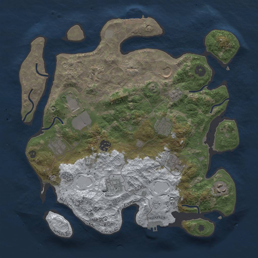 Rust Map: Procedural Map, Size: 3500, Seed: 2100, 18 Monuments