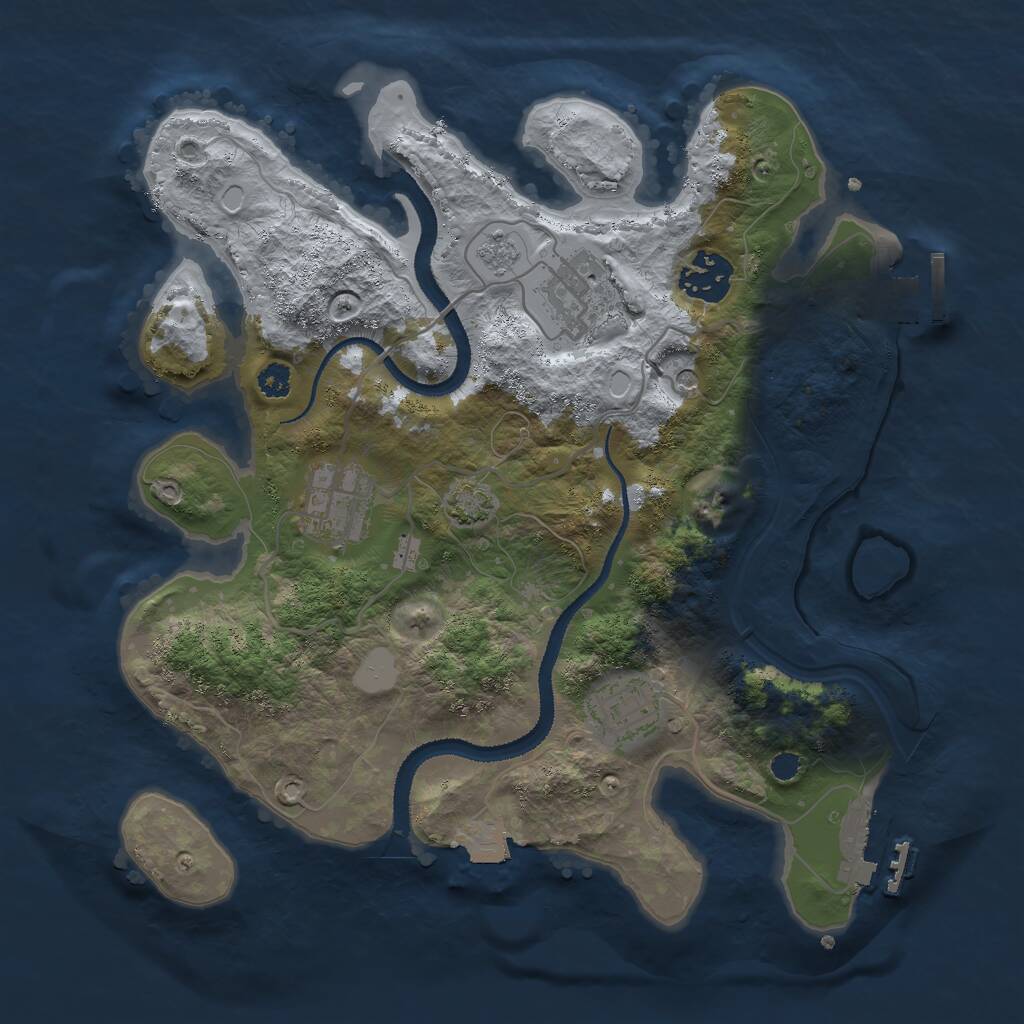 Rust Map: Procedural Map, Size: 3000, Seed: 172929740, 10 Monuments