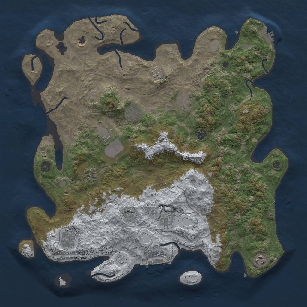 Rust Map: Procedural Map, Size: 4250, Seed: 3703088, 19 Monuments
