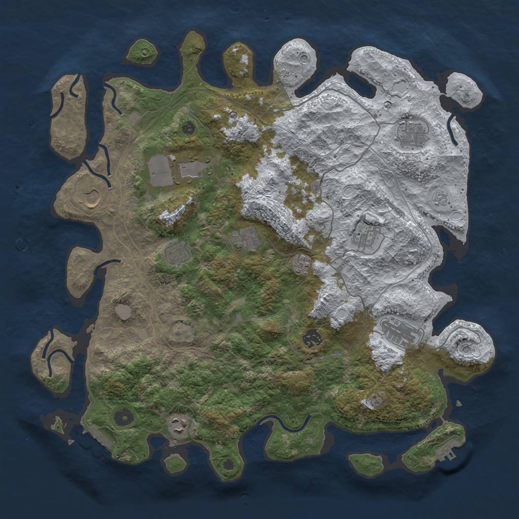 Rust Map: Procedural Map, Size: 4250, Seed: 4070942, 19 Monuments