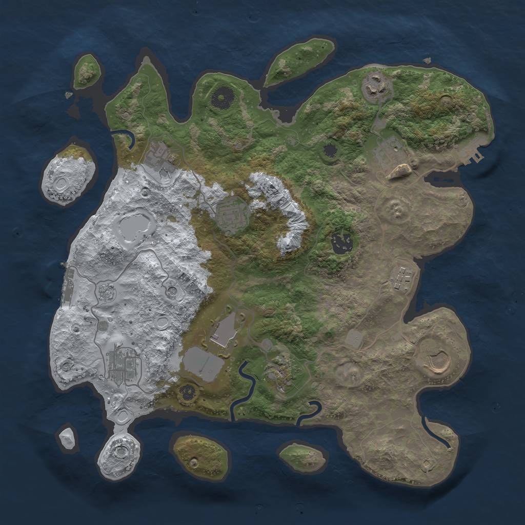 Rust Map: Procedural Map, Size: 3500, Seed: 6360898, 19 Monuments