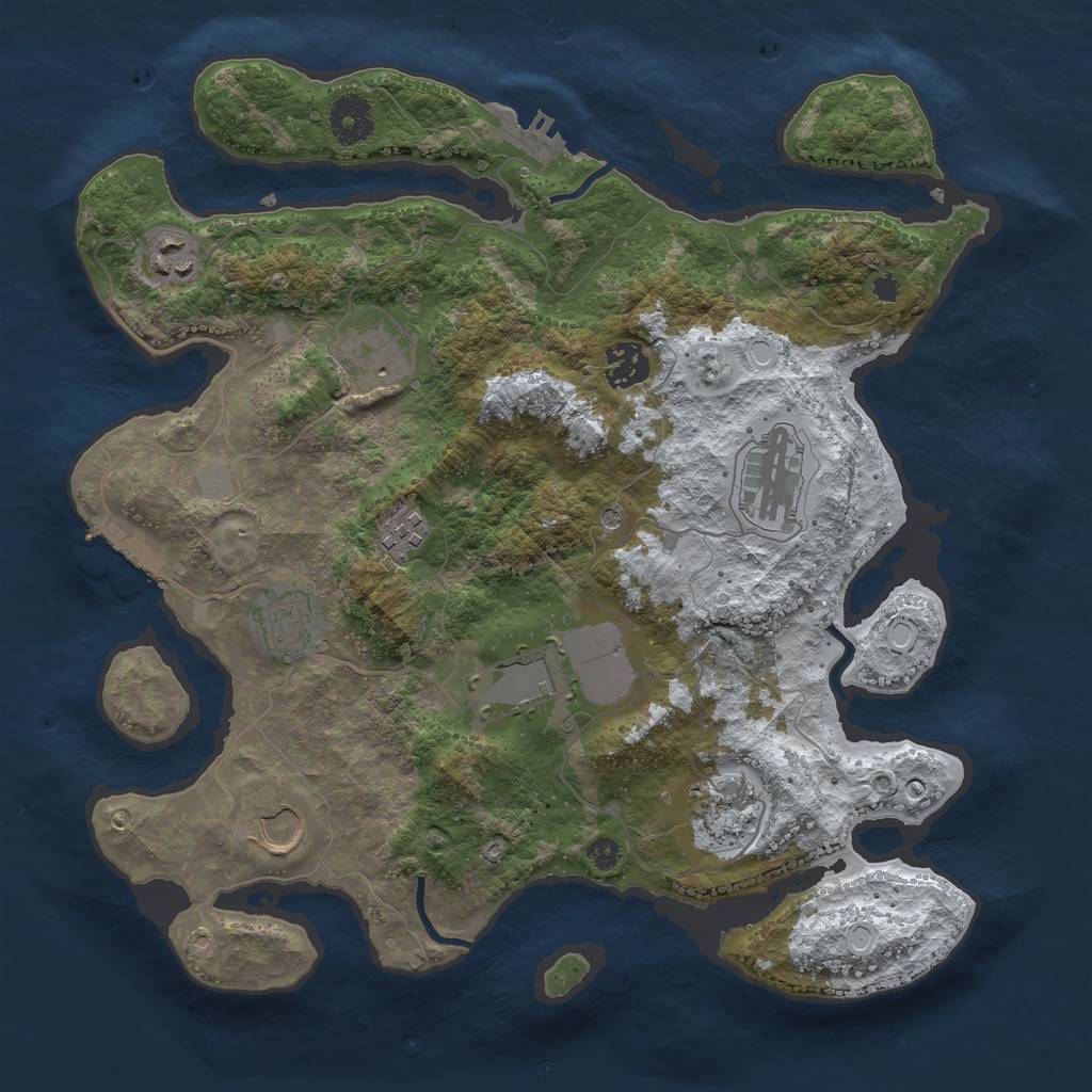 Rust Map: Procedural Map, Size: 3500, Seed: 982375, 17 Monuments