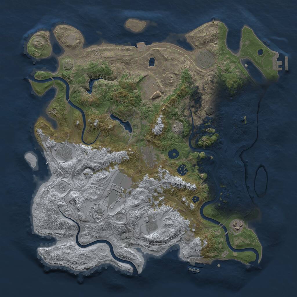 Rust Map: Procedural Map, Size: 4250, Seed: 832769, 16 Monuments
