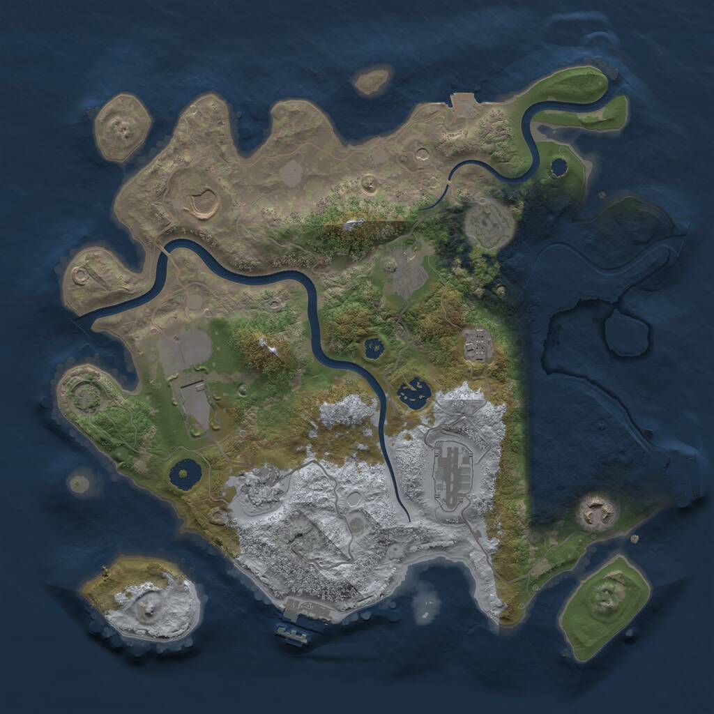 Rust Map: Procedural Map, Size: 3500, Seed: 63296216, 14 Monuments