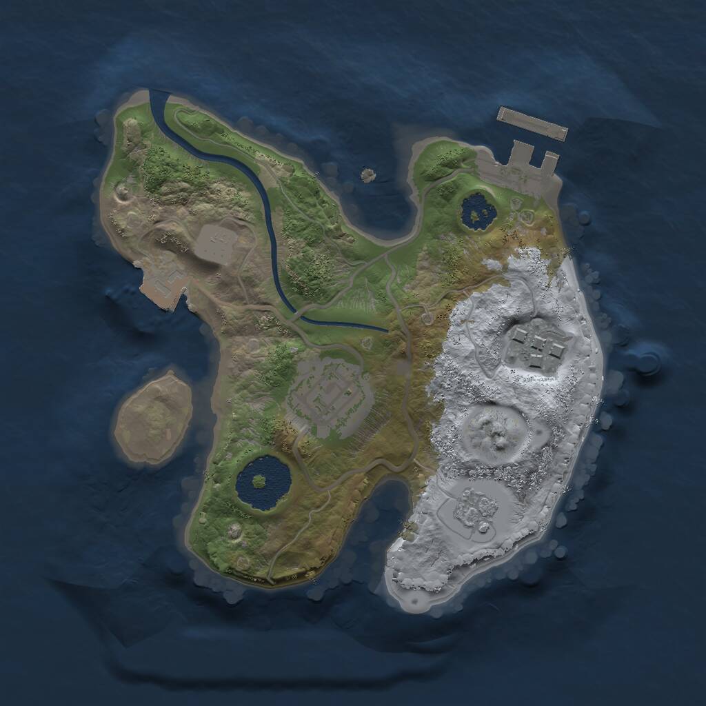 Rust Map: Procedural Map, Size: 2000, Seed: 1597433658, 5 Monuments