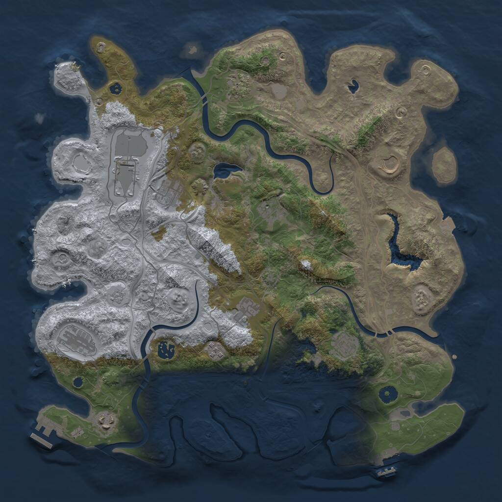 Rust Map: Procedural Map, Size: 4250, Seed: 955907, 17 Monuments