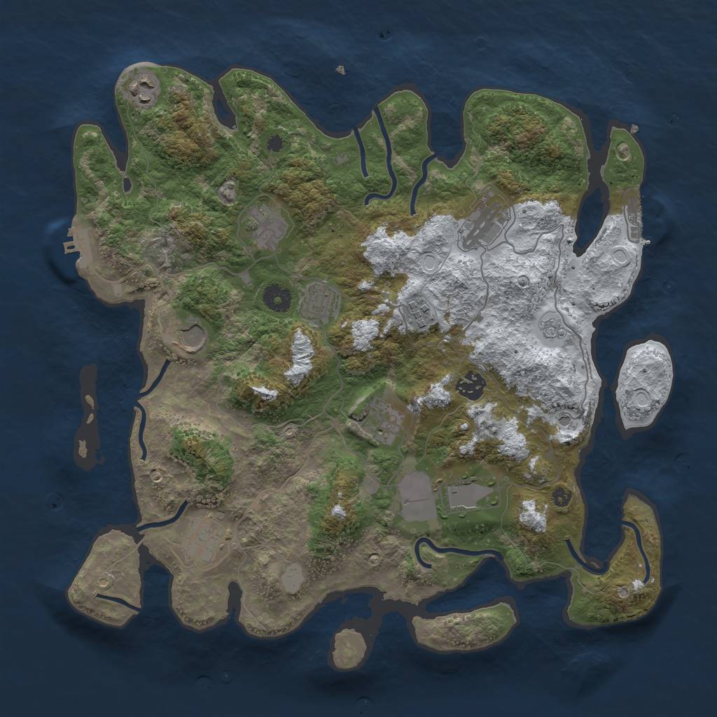 Rust Map: Procedural Map, Size: 3800, Seed: 210394, 19 Monuments