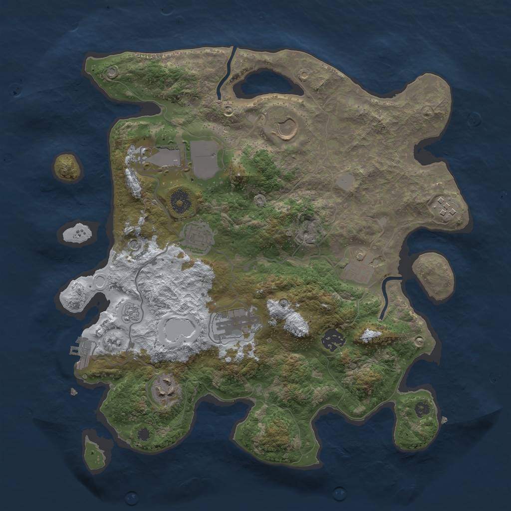 Rust Map: Procedural Map, Size: 3500, Seed: 626794062, 16 Monuments