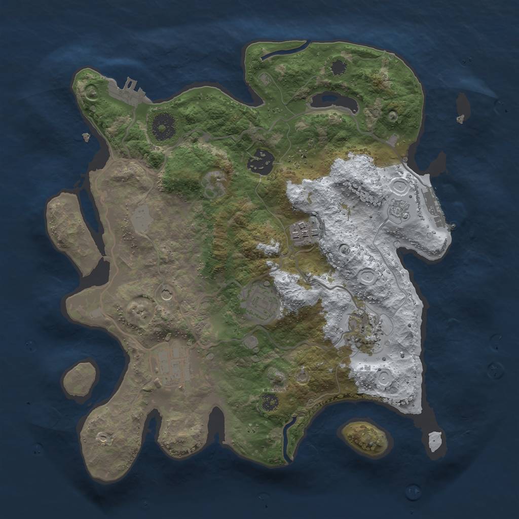 Rust Map: Procedural Map, Size: 3000, Seed: 2439500, 14 Monuments