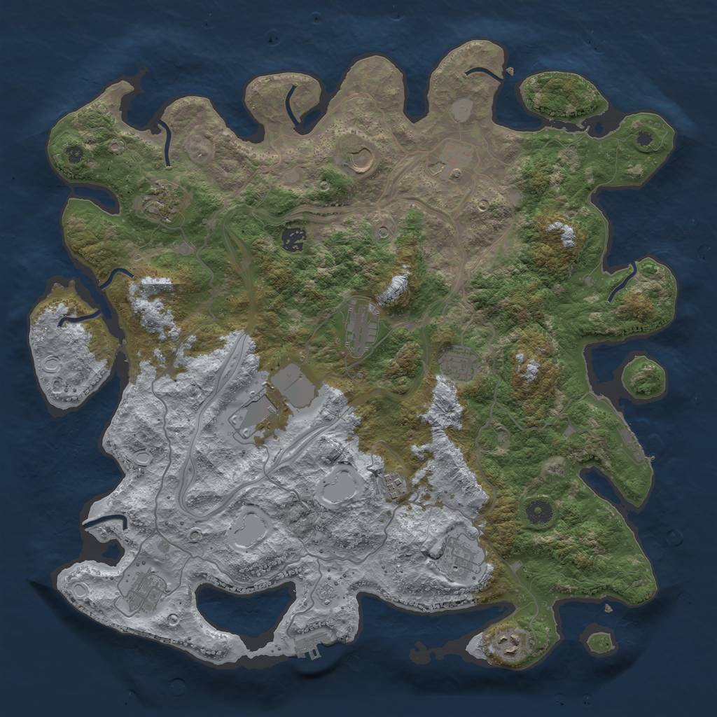 Rust Map: Procedural Map, Size: 4250, Seed: 3462959, 20 Monuments