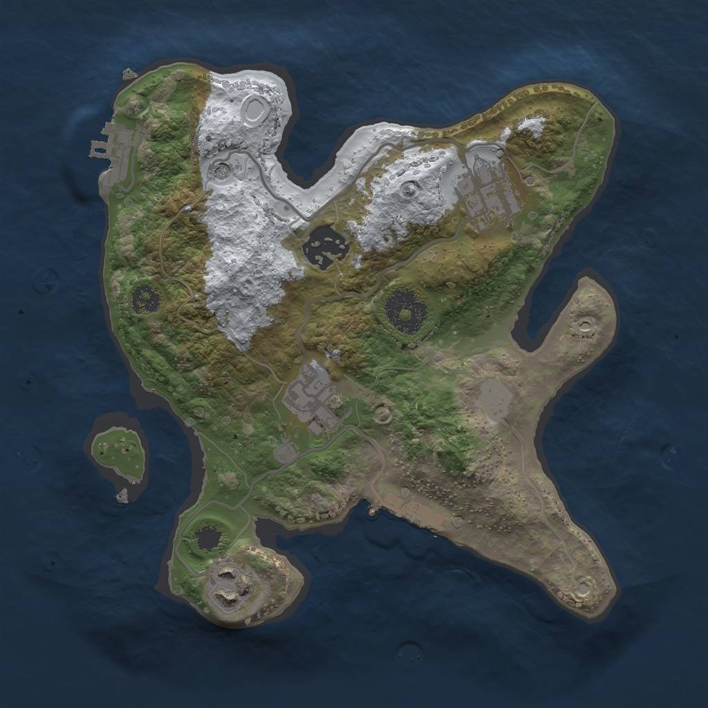 Rust Map: Procedural Map, Size: 2500, Seed: 1598, 12 Monuments