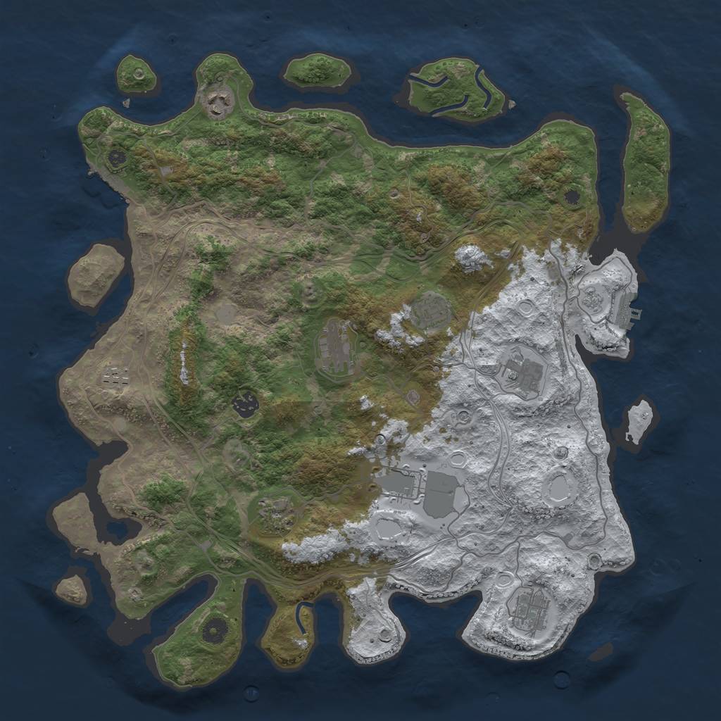 Rust Map: Procedural Map, Size: 4250, Seed: 3683999, 18 Monuments