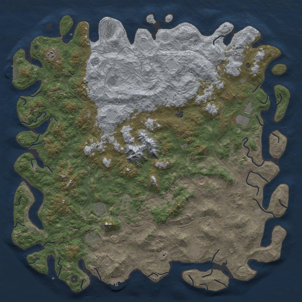 Rust Map: Procedural Map, Size: 6000, Seed: 712618, 19 Monuments