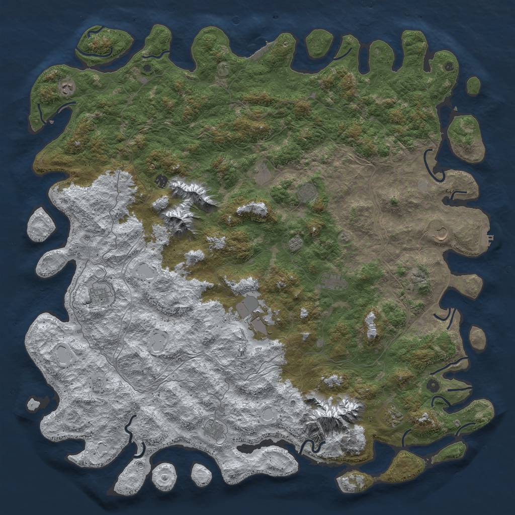 Rust Map: Procedural Map, Size: 6000, Seed: 519715, 20 Monuments