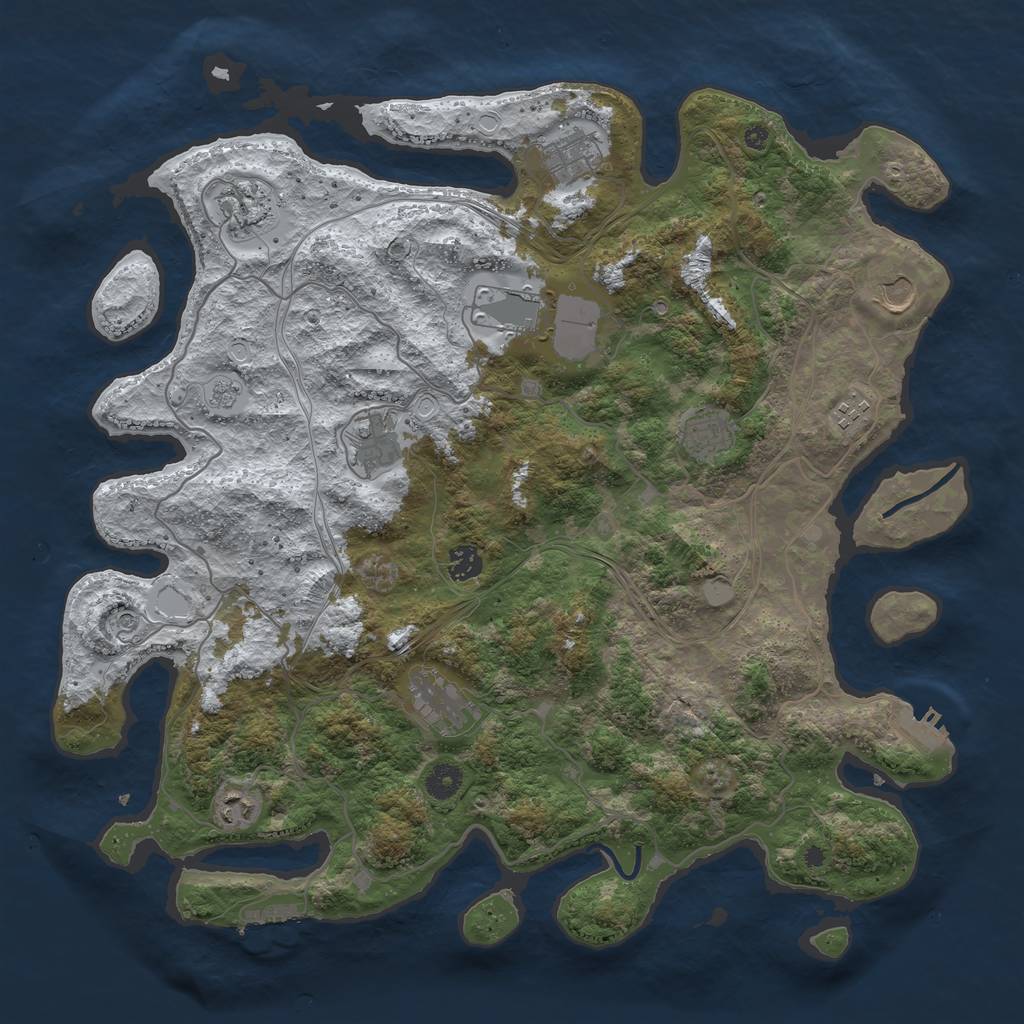 Rust Map: Procedural Map, Size: 4250, Seed: 2580694, 19 Monuments