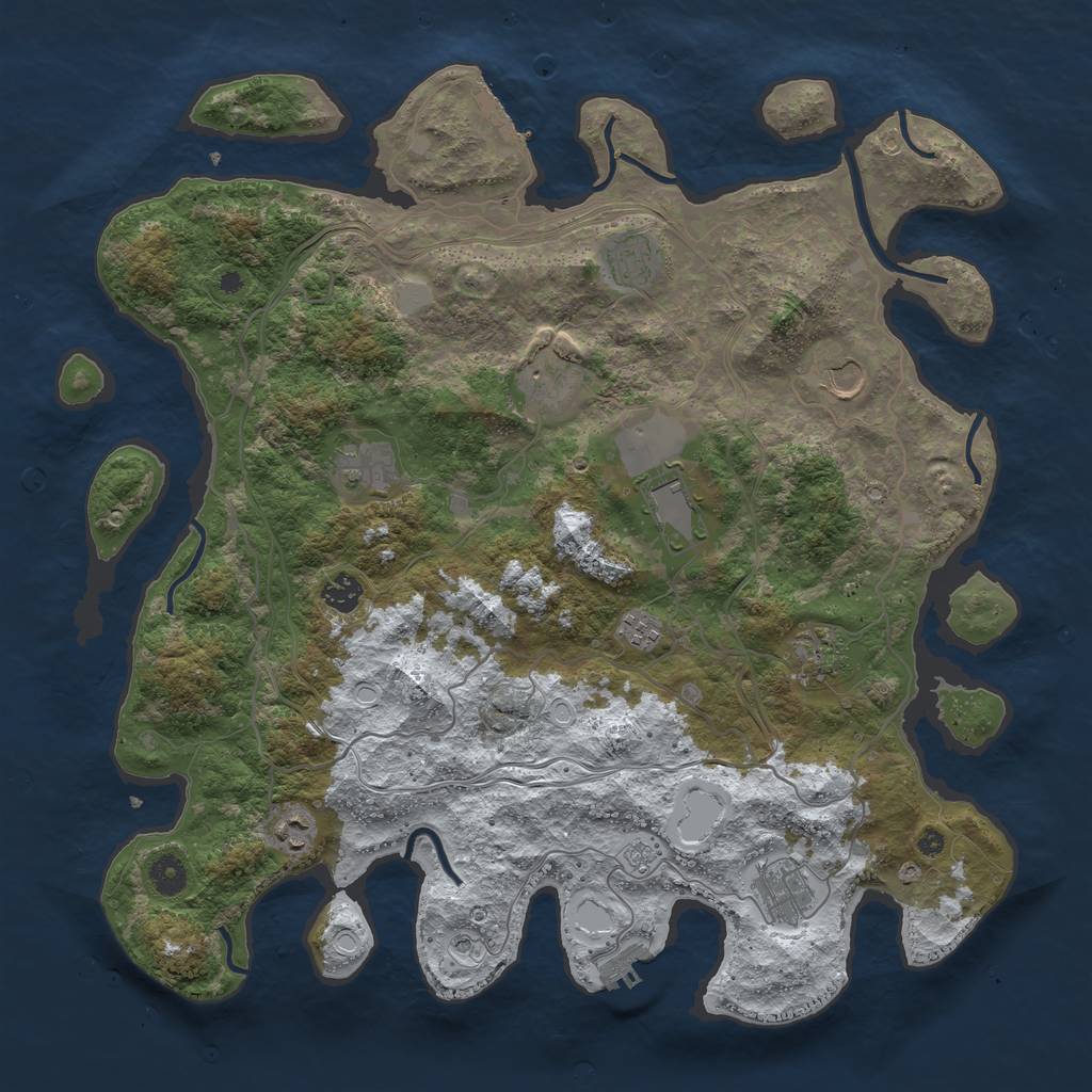 Rust Map: Procedural Map, Size: 4250, Seed: 1027487, 19 Monuments