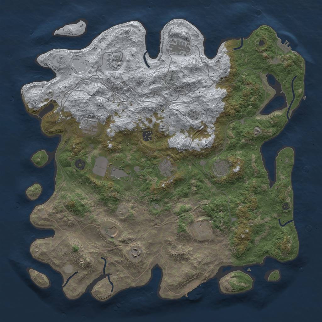 Rust Map: Procedural Map, Size: 4500, Seed: 1974220873, 20 Monuments