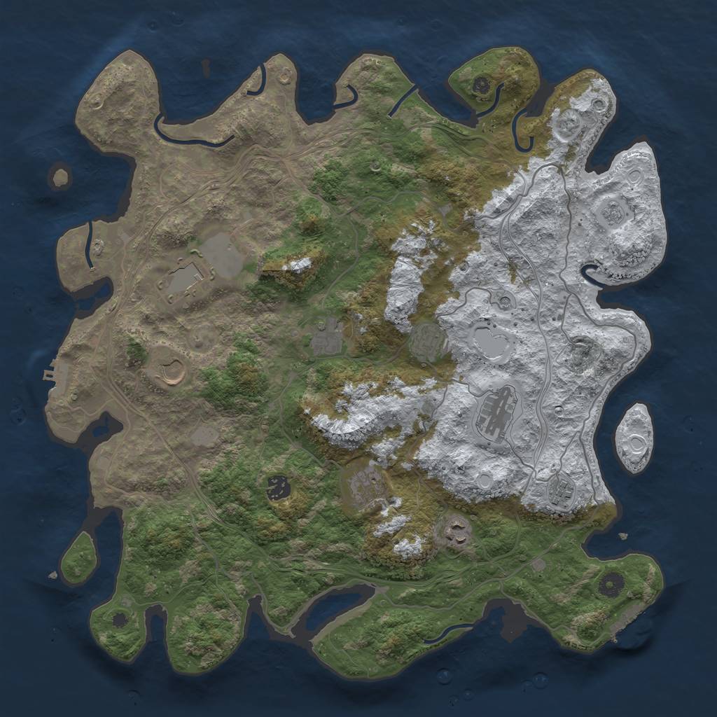 Rust Map: Procedural Map, Size: 4250, Seed: 465103, 18 Monuments