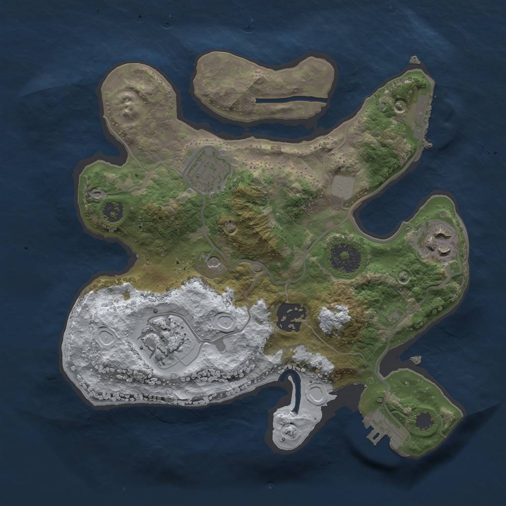 Rust Map: Procedural Map, Size: 2500, Seed: 8916231, 12 Monuments