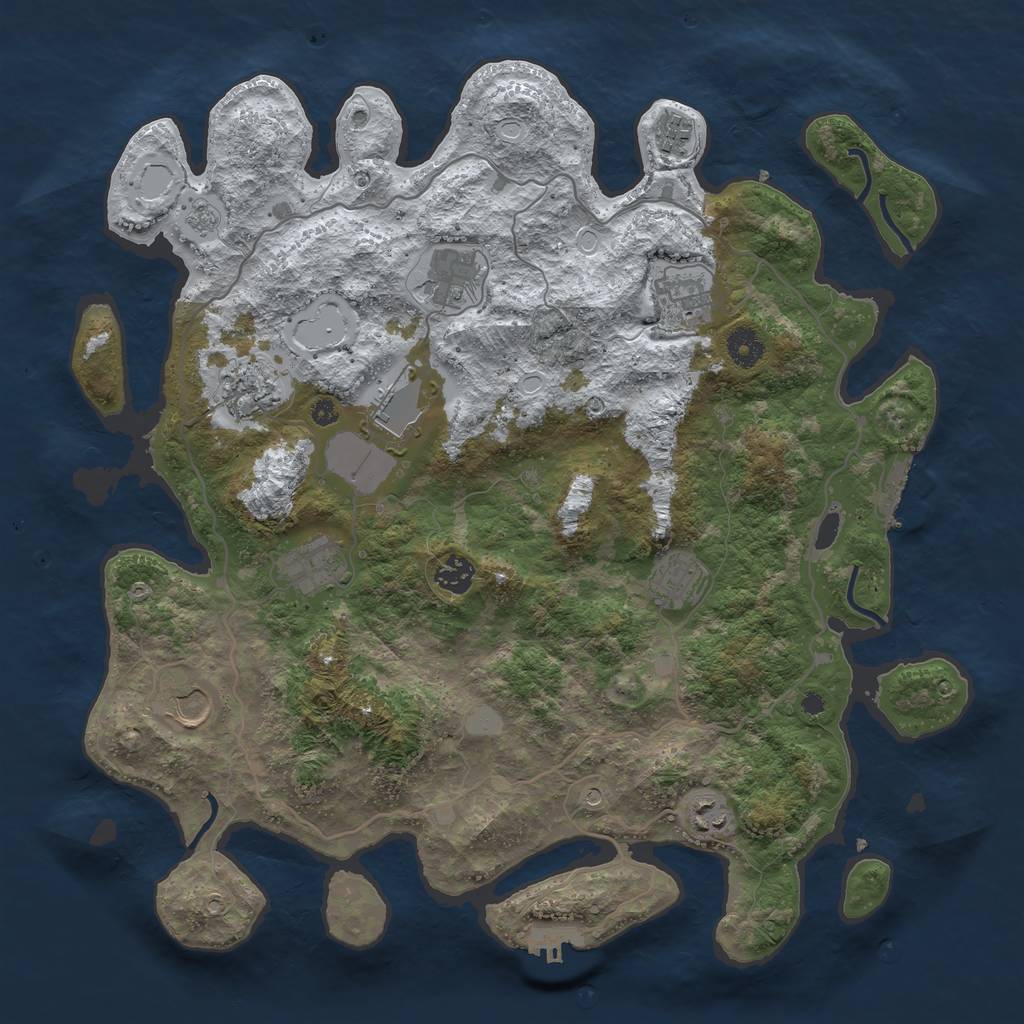 Rust Map: Procedural Map, Size: 4000, Seed: 114873027, 19 Monuments