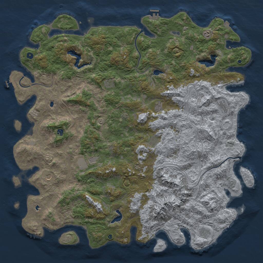 Rust Map: Procedural Map, Size: 6000, Seed: 929549, 17 Monuments