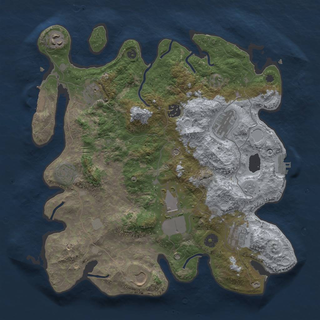 Rust Map: Procedural Map, Size: 3500, Seed: 254730004, 17 Monuments