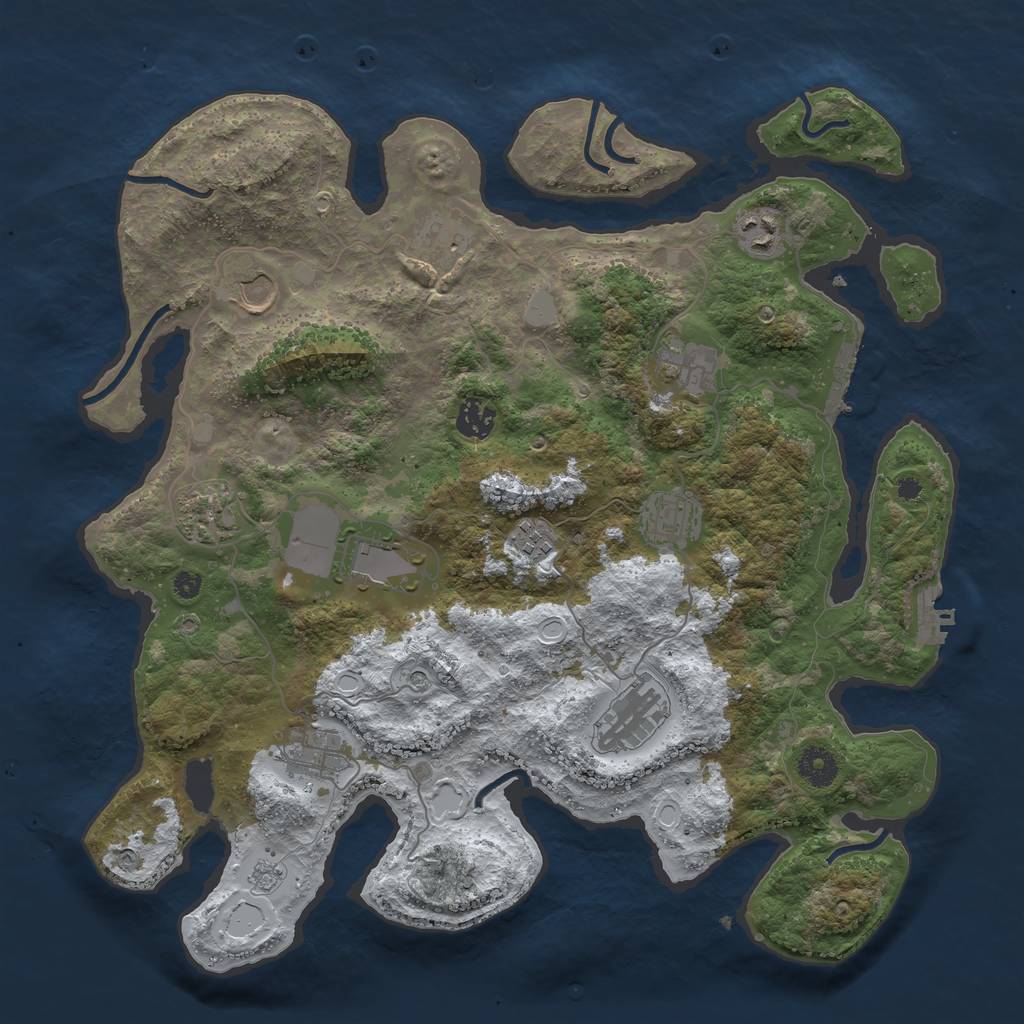 Rust Map: Procedural Map, Size: 3850, Seed: 1194709976, 20 Monuments