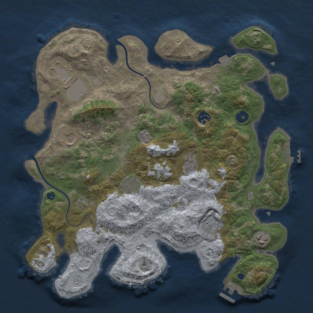 Rust Map: Procedural Map, Size: 3850, Seed: 1194709976, 14 Monuments