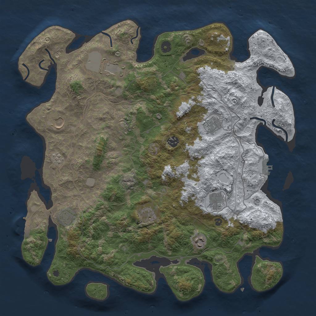 Rust Map: Procedural Map, Size: 4250, Seed: 5205714, 19 Monuments