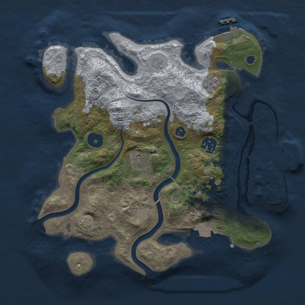 Rust Map: Procedural Map, Size: 3000, Seed: 77882211, 9 Monuments