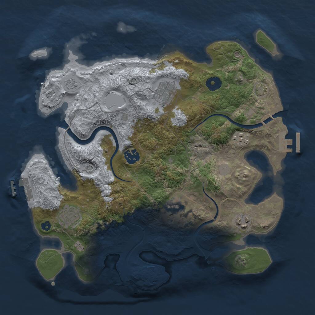 Rust Map: Procedural Map, Size: 3200, Seed: 55, 12 Monuments