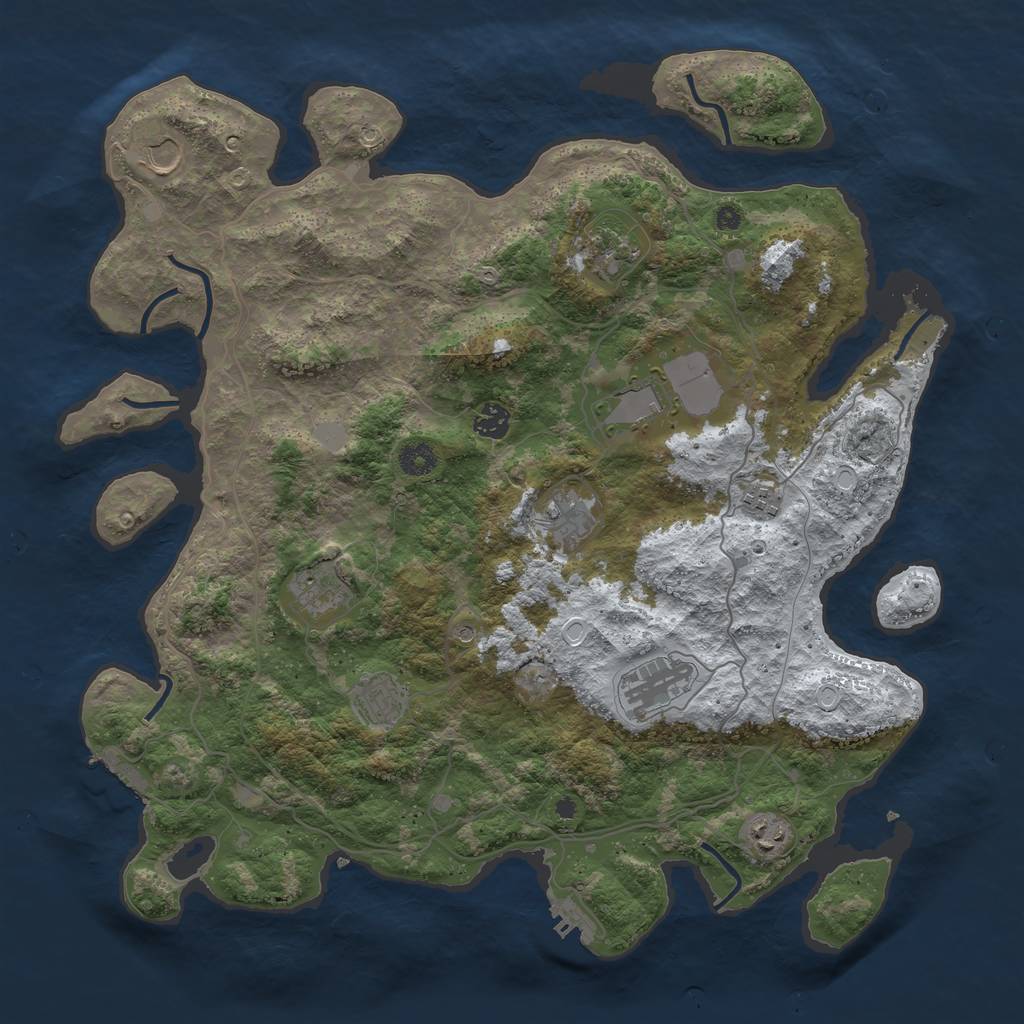 Rust Map: Procedural Map, Size: 4250, Seed: 1908725, 18 Monuments