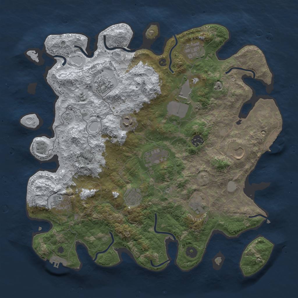 Rust Map: Procedural Map, Size: 3850, Seed: 107014749, 20 Monuments