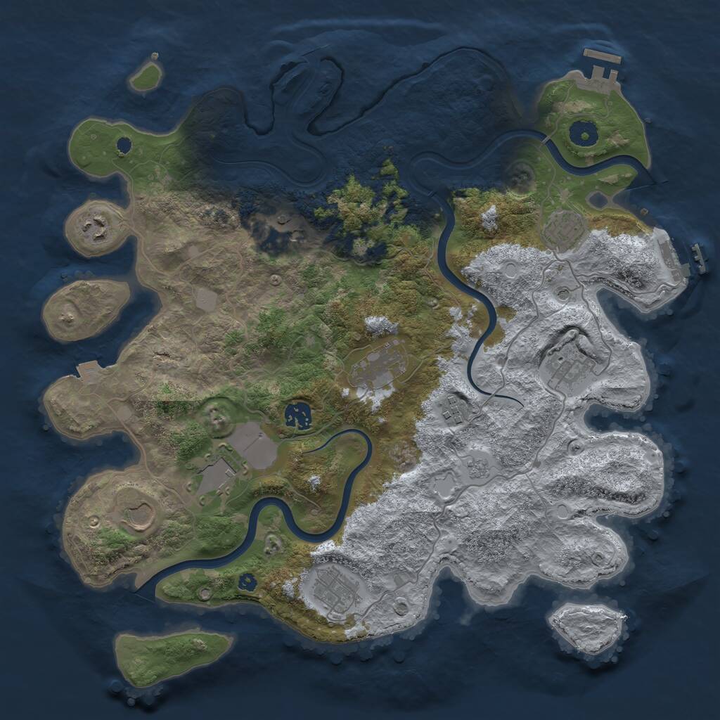 Rust Map: Procedural Map, Size: 3850, Seed: 509118129, 16 Monuments
