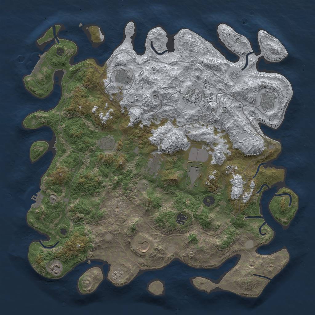Rust Map: Procedural Map, Size: 4250, Seed: 4035802, 19 Monuments