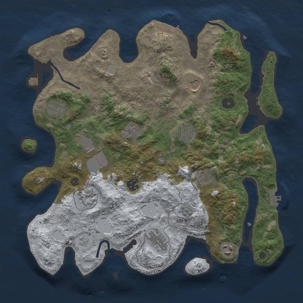 Rust Map: Procedural Map, Size: 3750, Seed: 201854189, 20 Monuments