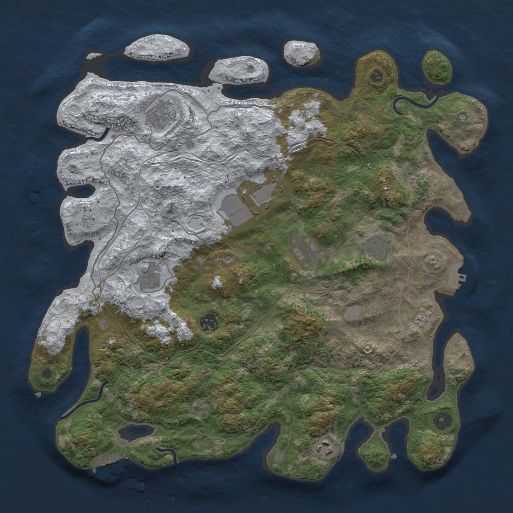 Rust Map: Procedural Map, Size: 4250, Seed: 2147601, 17 Monuments