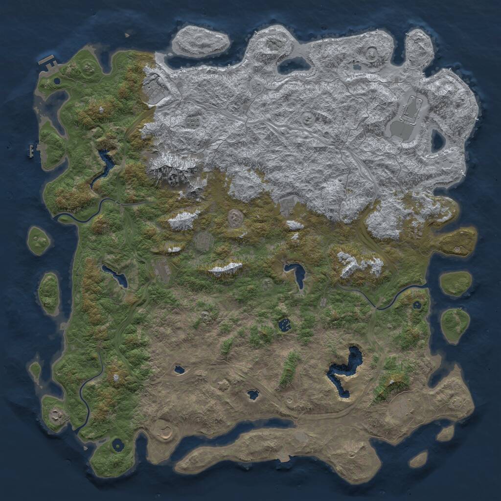 Rust Map: Procedural Map, Size: 6000, Seed: 819824, 17 Monuments