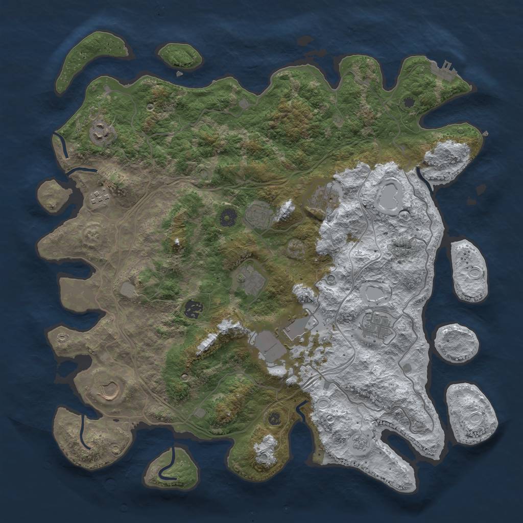 Rust Map: Procedural Map, Size: 4250, Seed: 469366, 17 Monuments