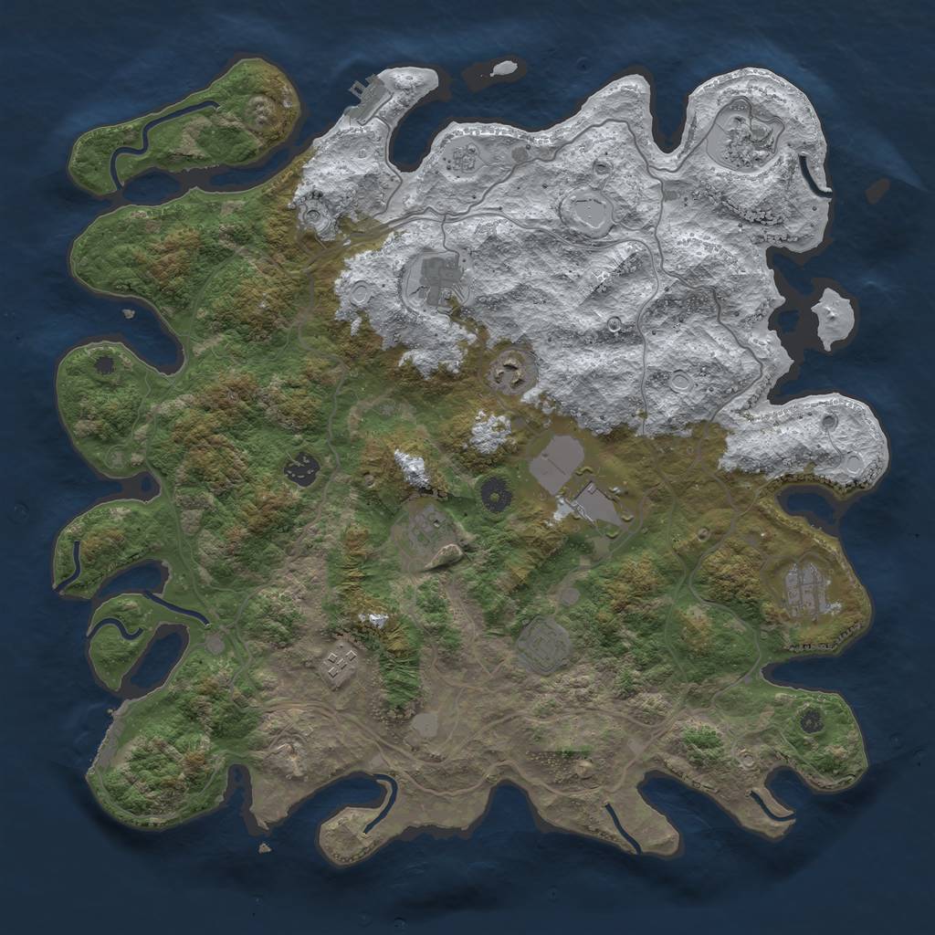 Rust Map: Procedural Map, Size: 4250, Seed: 3225496, 18 Monuments