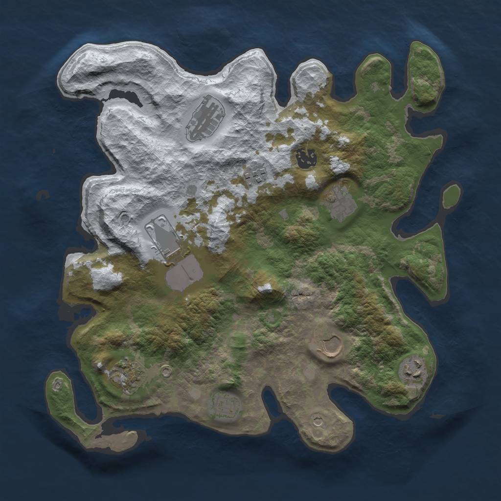 Rust Map: Barren, Size: 3500, Seed: 936069851, 12 Monuments