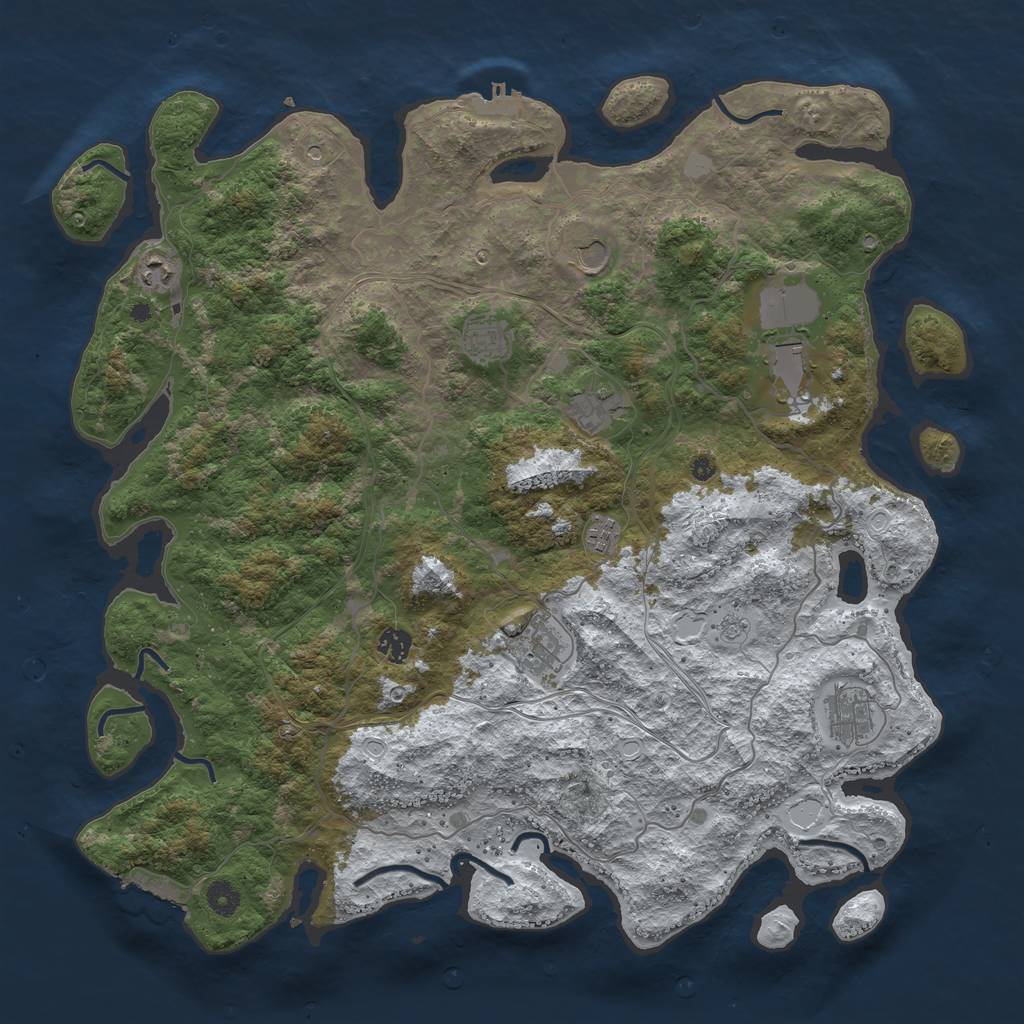 Rust Map: Procedural Map, Size: 4500, Seed: 959544589, 18 Monuments