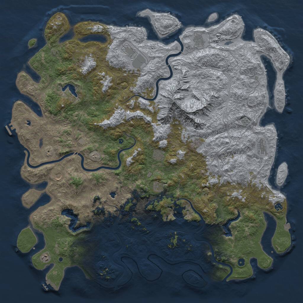 Rust Map: Procedural Map, Size: 6000, Seed: 308785, 17 Monuments