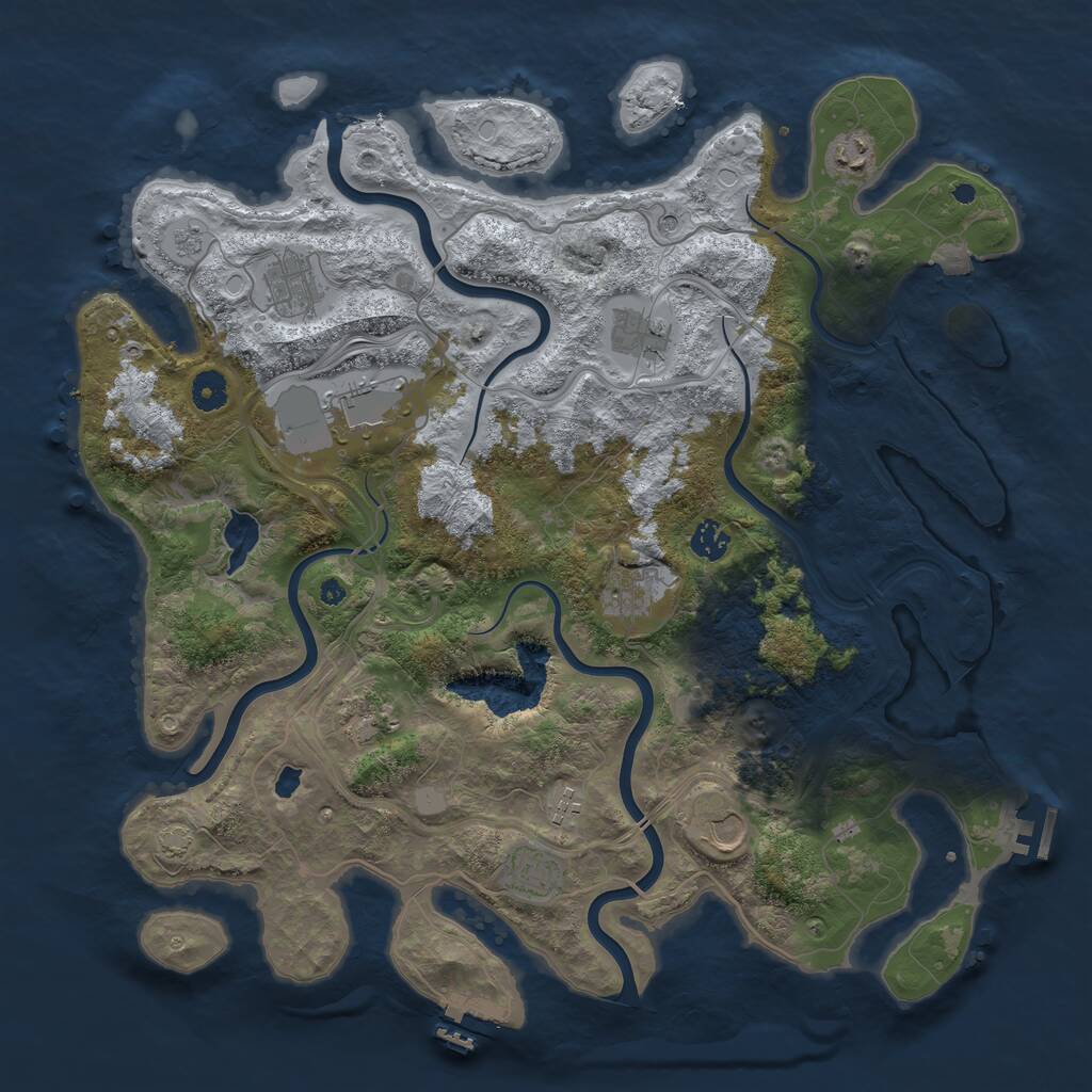 Rust Map: Procedural Map, Size: 4250, Seed: 3020373, 16 Monuments