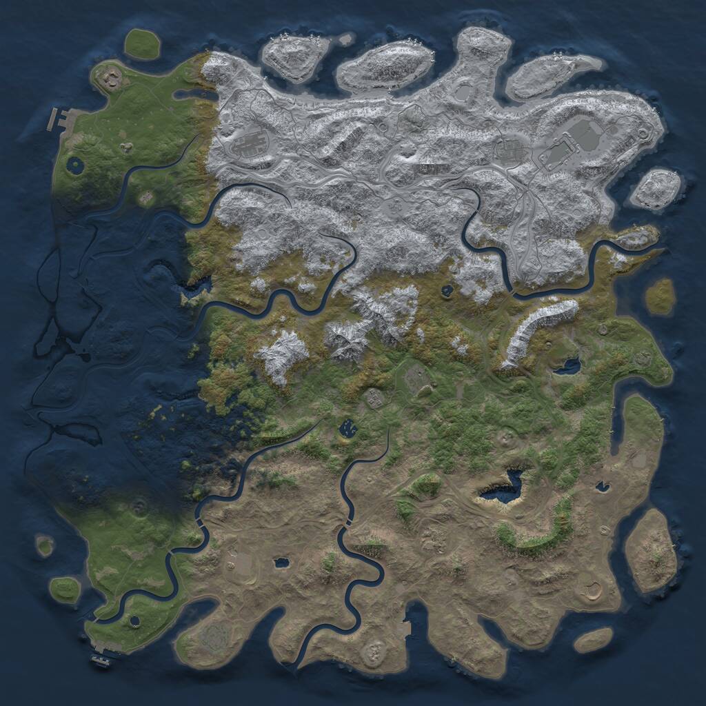 Rust Map: Procedural Map, Size: 6000, Seed: 293841254, 17 Monuments