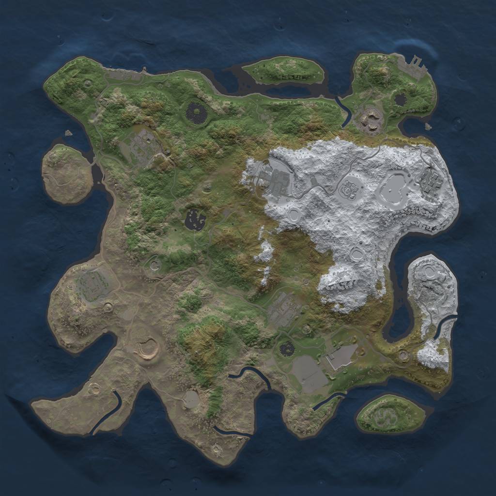 Rust Map: Procedural Map, Size: 3500, Seed: 774543, 18 Monuments